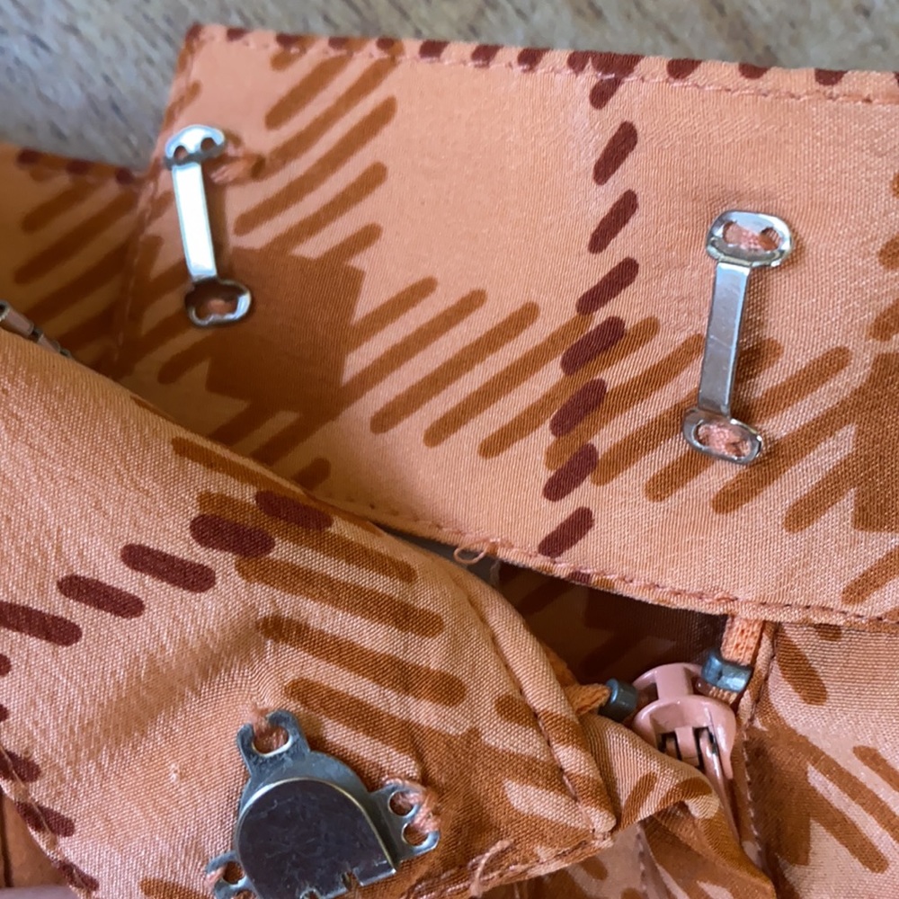 High waist preppy orange plaid pleated midi skirt - Picture 13 of 16